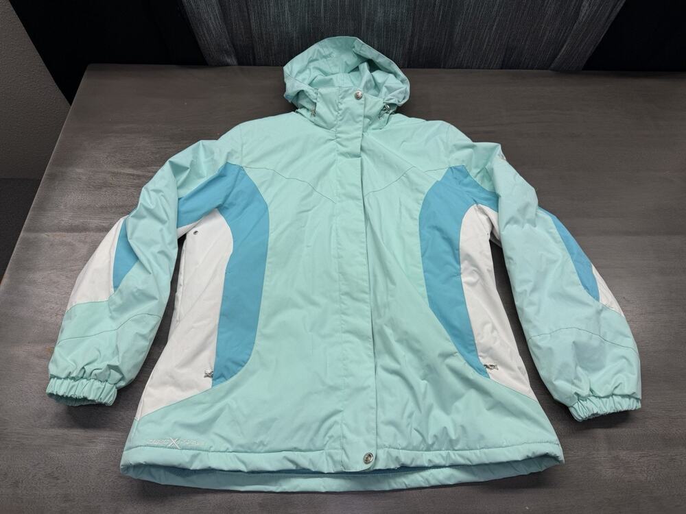 zeroxposur Fleece Lined Ski Hoodie Jacket Women’s Sz L Turquoise/ Blue /white